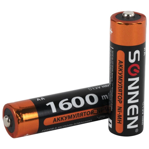 Батарейки аккумуляторные Ni-Mh пальчиковые КОМПЛЕКТ 4 шт., АА (HR6) 1600 mAh,