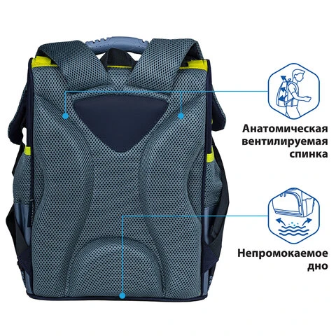 Ранец ПИФАГОР BASIC, с эргономичной спинкой, "Full speed", 35х28х18