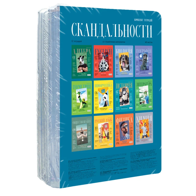 Комплект (12 шт.) предметных тетрадей 48л. BG "Скандальности", Комплект (12 шт.) предметных тетрадей 48л. BG "Скандальности",