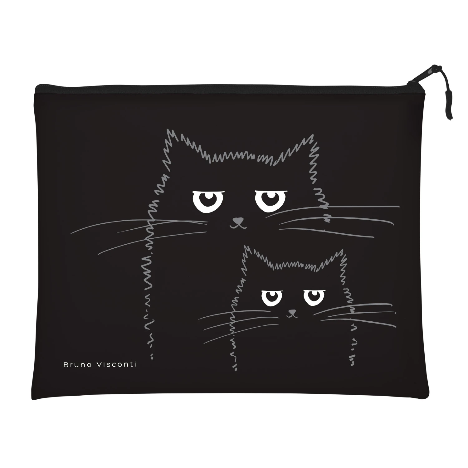 ПАПКА НА МОЛНИИ ЧЕРНАЯ "КОТЕЙКИ", СИЛИКОН, Ф.А5+. 26 х 20 СМ