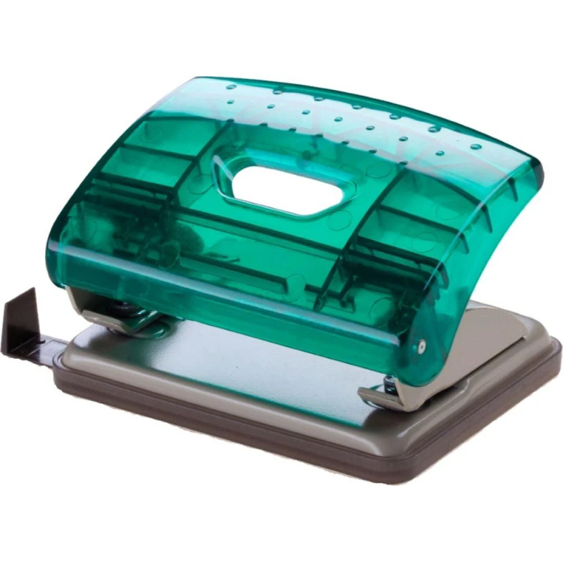 Дырокол Office Force 35122 Transparent, зеленый прозр, 16л, 2отв d6мм