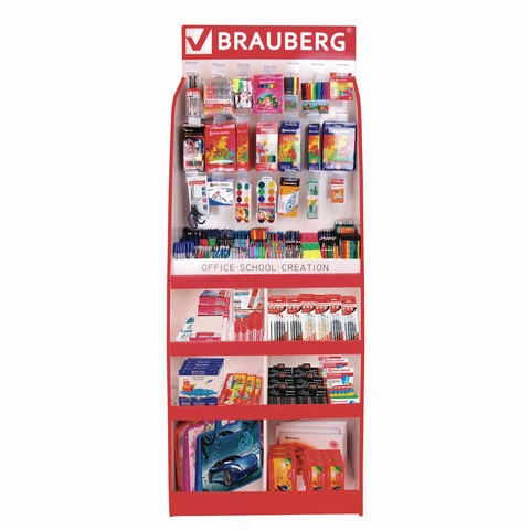 Стойка для размещения товара напольная усиленная BRAUBERG, 210х78х40 см, 4