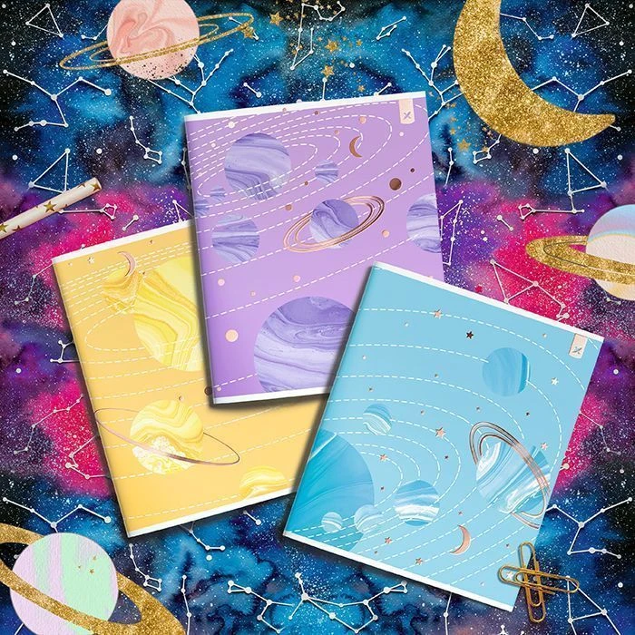 Тетрадь LOREX А5 48 л. кл. скреп. MARBLE SHINE мел. карт. soft touch лак фольга