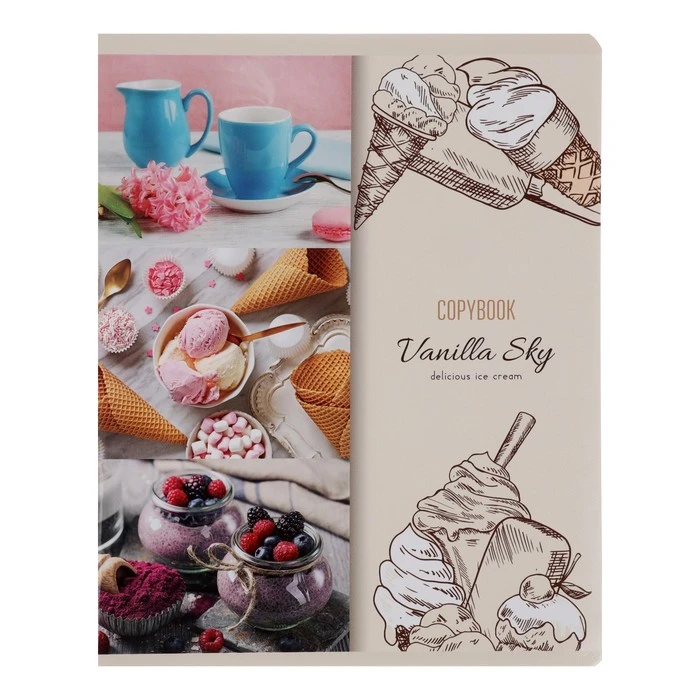 Тетрадь 96 листов в клетку "Вкусняшки ML" выборочный УФ-лак, блок