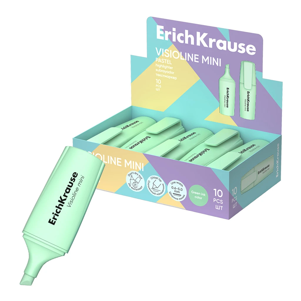 Текстмаркер Erich Krause Visioline Mini Pastel, цвет чернил зеленый (в