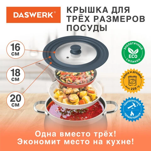 Крышка для любой сковороды и кастрюли универсальная 3 размера (16-18-20 см)