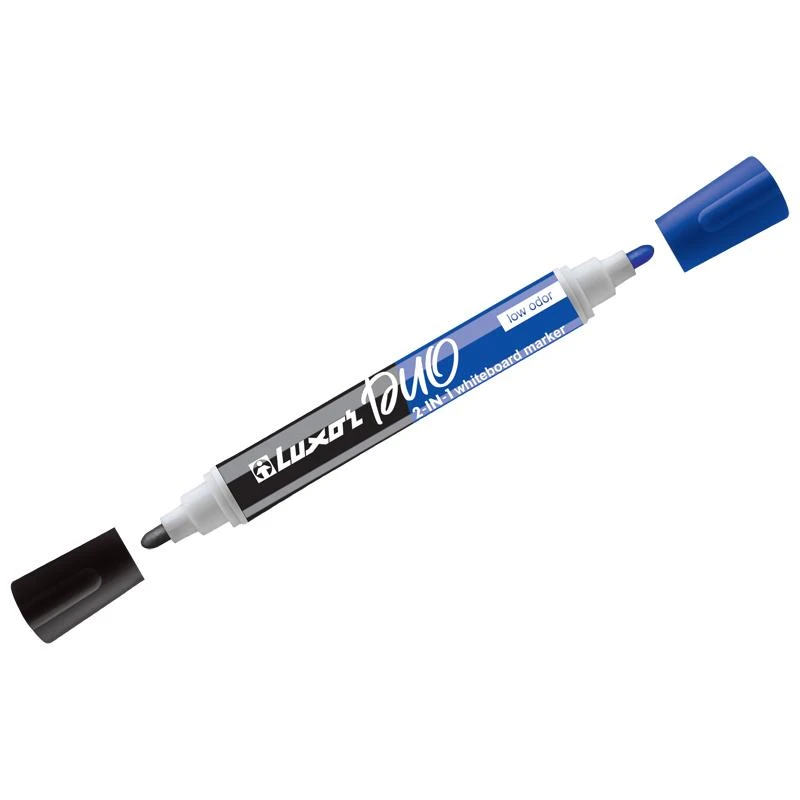 Маркер для белых досок двухсторонний Luxor "Duorite" черный/синий, Маркер для белых досок двухсторонний Luxor "Duorite" черный/синий,