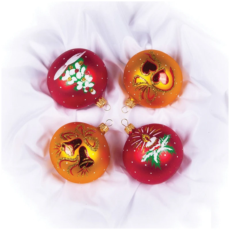 Набор стеклянных шаров "Рождество" 4шт., 75мм, подарочная коробка Набор стеклянных шаров "Рождество" 4шт., 75мм, подарочная коробка