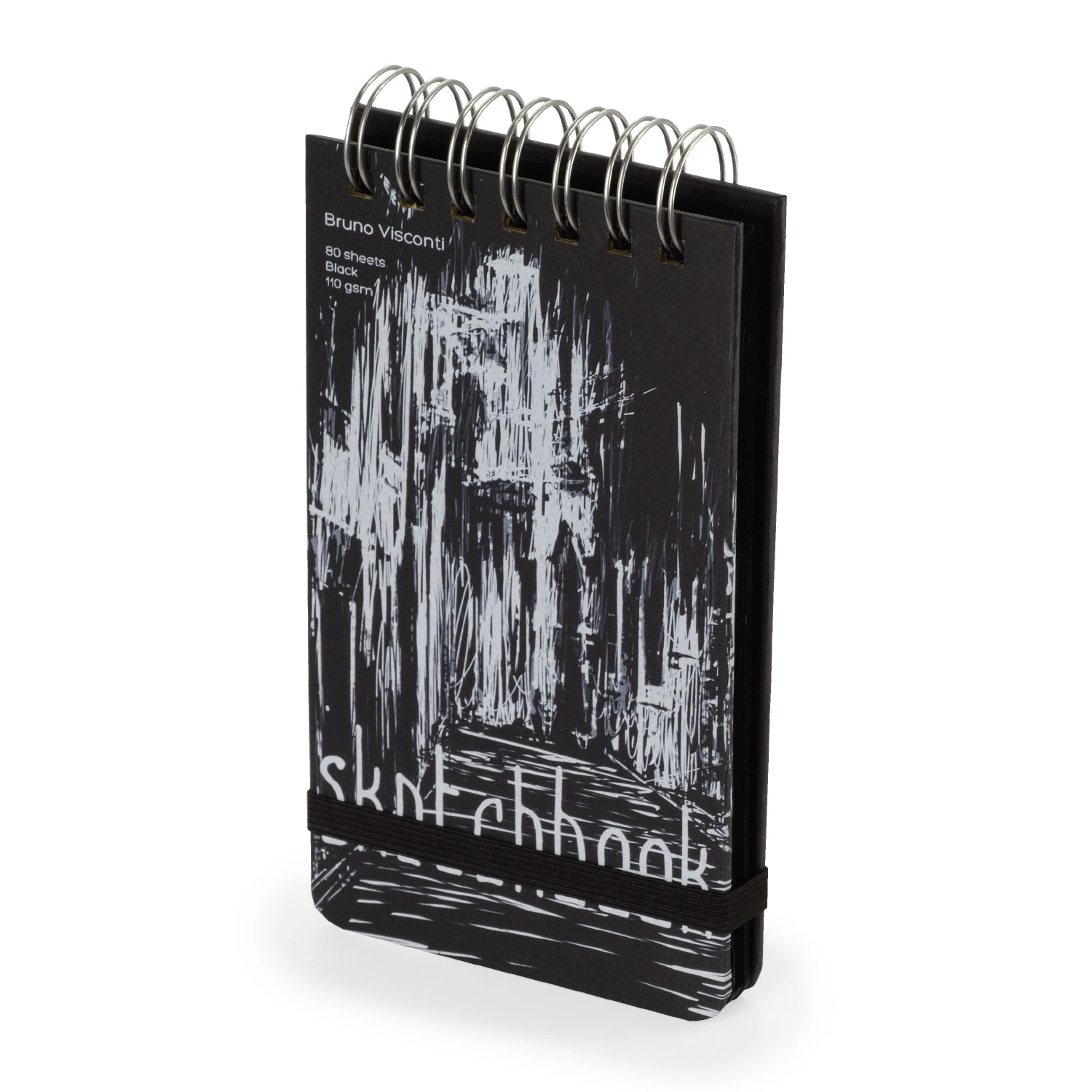 SKETCHBOOK BV, 105х185 мм, 80Л, ЧЕРНЫЙ 110 гр. НА ГРЕБНЕ (4 ВИДА)