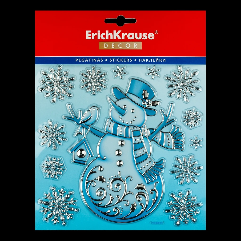 Набор наклеек ErichKrause® Decor Снеговик серебряный 18х23см.