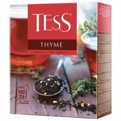 Чай TESS (Тесс) "Thyme", черный, чабрец и цедра лимона, 100 пакетиков