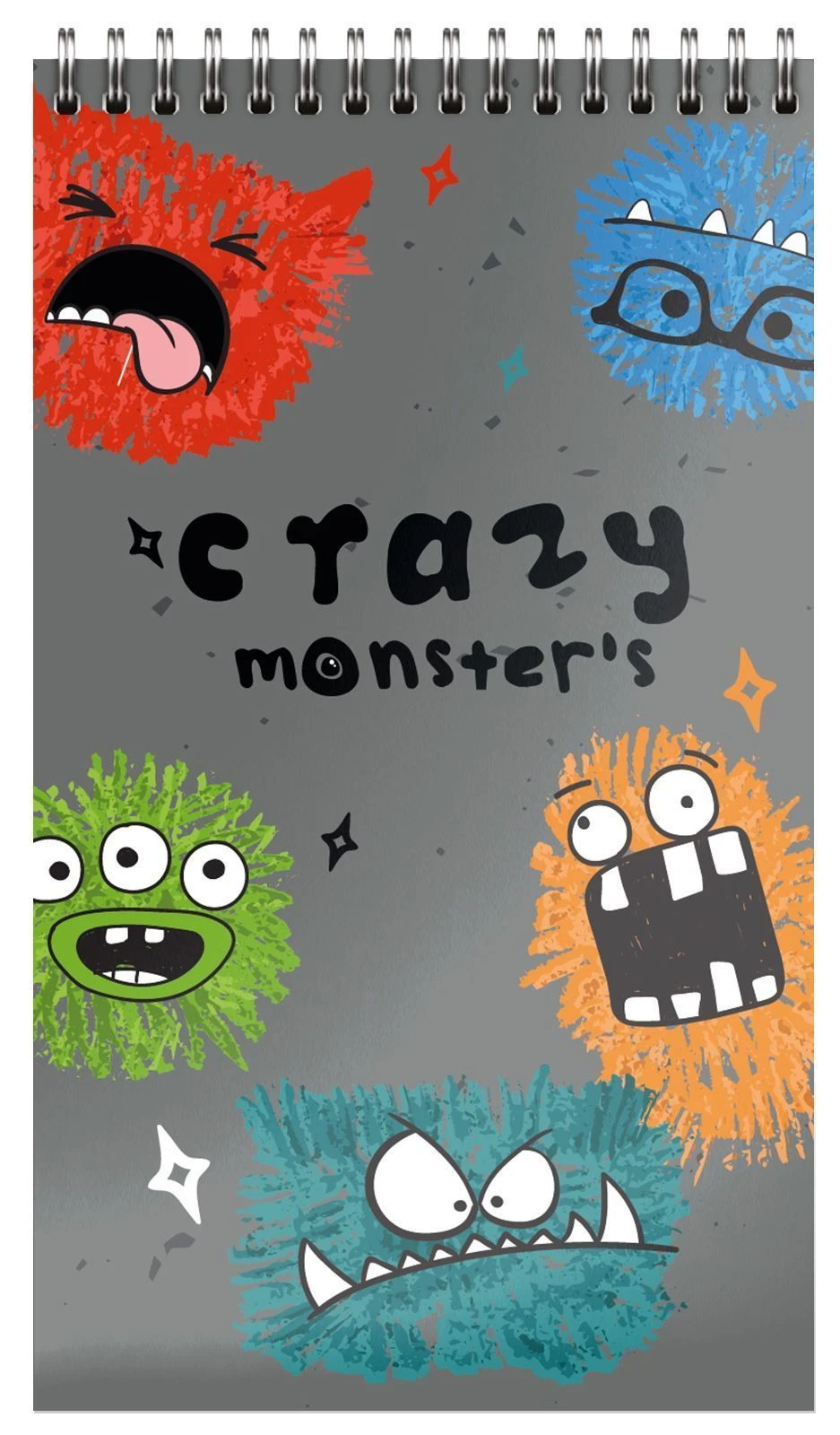 Блокнот А7 40 листов, клетка Schoolformat CRAZY MONSTERS греб. мел. карт. спл.