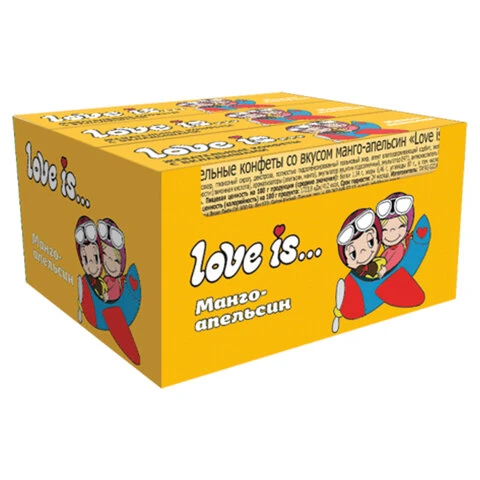 Жевательная конфета LOVE IS со вкусом Манго-апельсин, 25 г, 70386