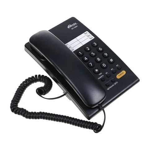 Телефон RITMIX RT-330 black, быстрый набор 3 номеров, мелодия удержания, черный,