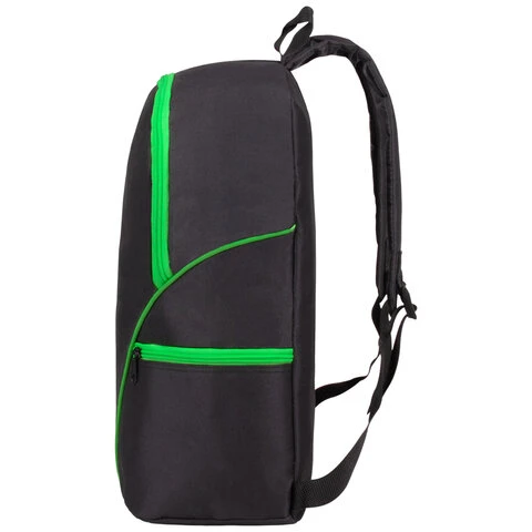 Рюкзак STAFF TRIP универсальный, 2 кармана, черный с салатовыми деталями,