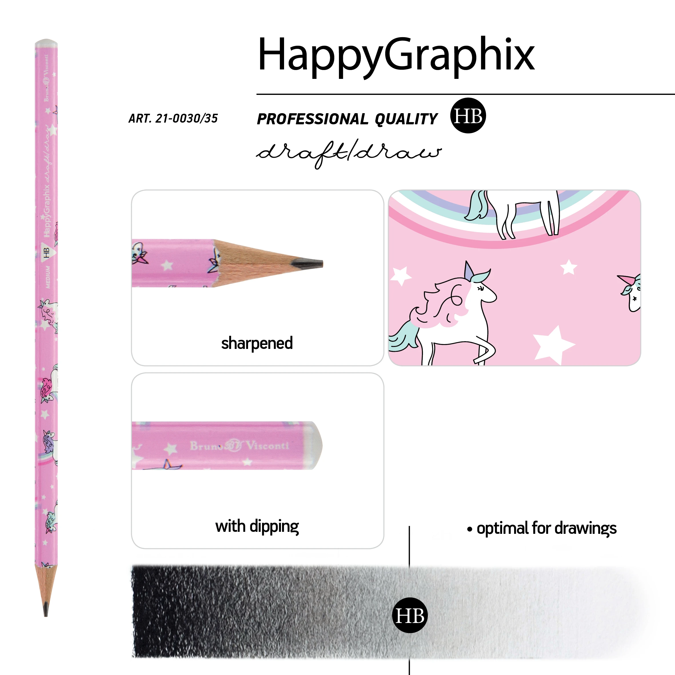 КАРАНДАШ ЧЕРНОГРАФИТОВЫЙ "HappyGraphix" ЕДИНОРОГИ НВ