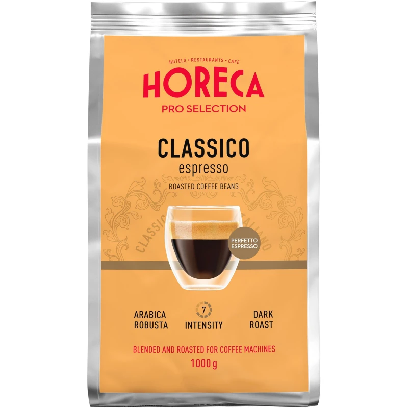 Кофе Horeca жареный Espresso Classico в зернах, в мягкой упаковке, 1кг.
