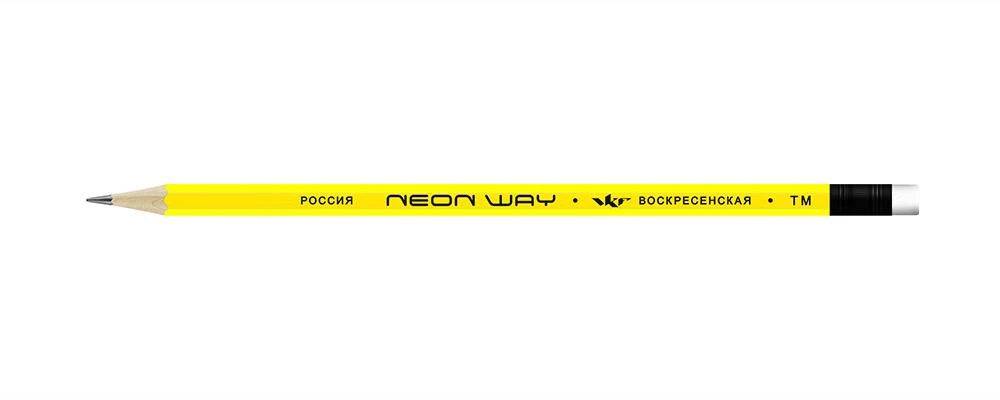 "ВКФ" "Neon way" Карандаш графитный неоновый, с ластиком ТМ