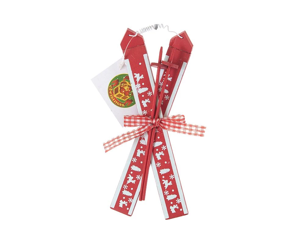 Украшение декоративное (подвесное) "Лыжи" 16*7*2см. (min48) (без Украшение декоративное (подвесное) "Лыжи" 16*7*2см. (min48) (без