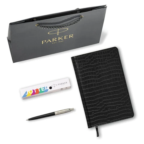 Ручка шариковая PARKER "Jotter Plastic CT", корпус черный, ежедневник