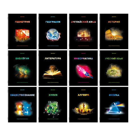 Тетради предметные, КОМПЛЕКТ 12 ПРЕДМЕТОВ, "SHADE", 48 л., глянцевый