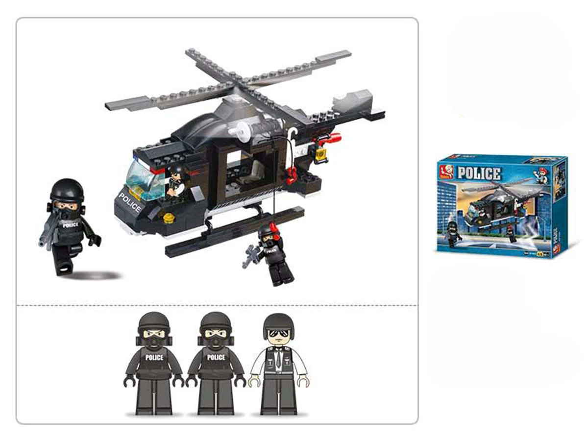 Конструктор пластиковый SLUBAN. Военная полиция. Патрульный вертолет (219