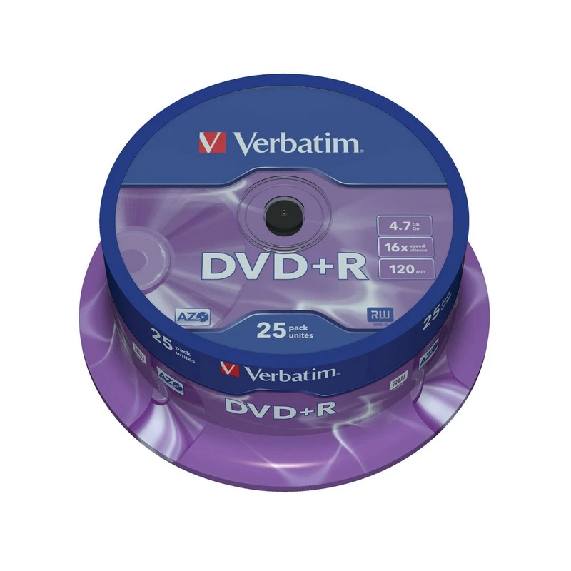 Носители информации Verbatim DVD+R 4,7GB 16х CB/25 43500 штр.  023942435006
