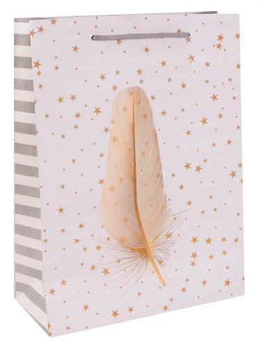 Dream cards Пакет подарочный с мат.лам. и тиснением фольгой (M) Золотистое