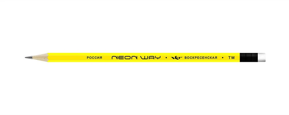 "ВКФ" "Neon way" Карандаш графитный неоновый, с ластиком ТМ