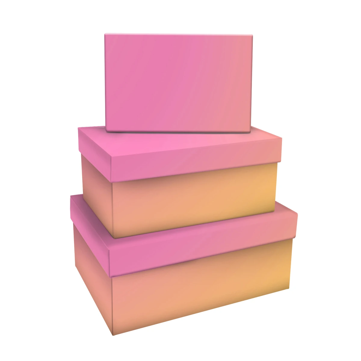 Набор прямоугольных коробок 3в1, MESHU "Yellow-pink gradient",