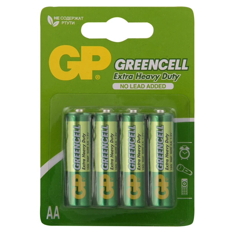 Батарейка GP Greencell AA (R06) 15S солевая, BL4