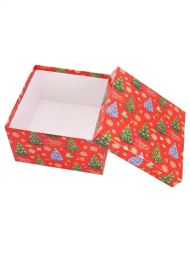 Набор квадратных коробок 5 в 1 Новогодние ёлочки (17 х 17 х 17 - 9 х 9 х 9 см)