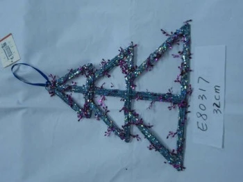 Новогодняя ротанг елка,обмотан.мишурой подвеска 32см 4цв.