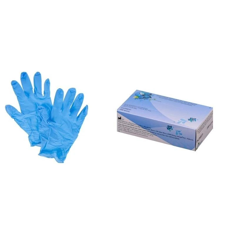Медицинские смотровые перчатки нитрил, н/с, н/о, текстур, голубые, CW27 (M) 50