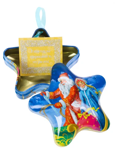 Металлическая Звездочка с предсказаниями "Дед Мороз с внучкой" НУ-9011