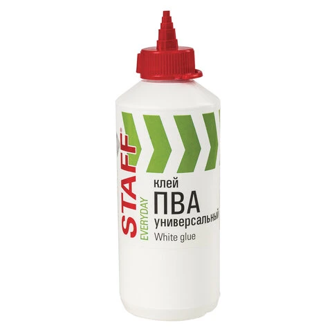 Клей ПВА универсальный 0,5 кг (бумага, картон, дерево), STAFF, 606429 Клей ПВА универсальный 0,5 кг (бумага, картон, дерево), STAFF, 606429