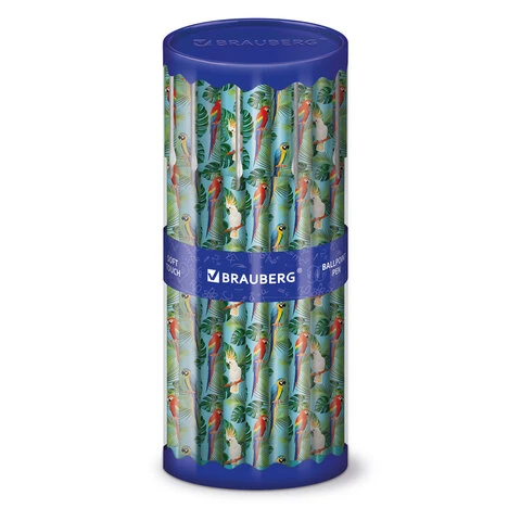 Ручка шариковая BRAUBERG SOFT TOUCH STICK "PARROTS", СИНЯЯ, мягкое