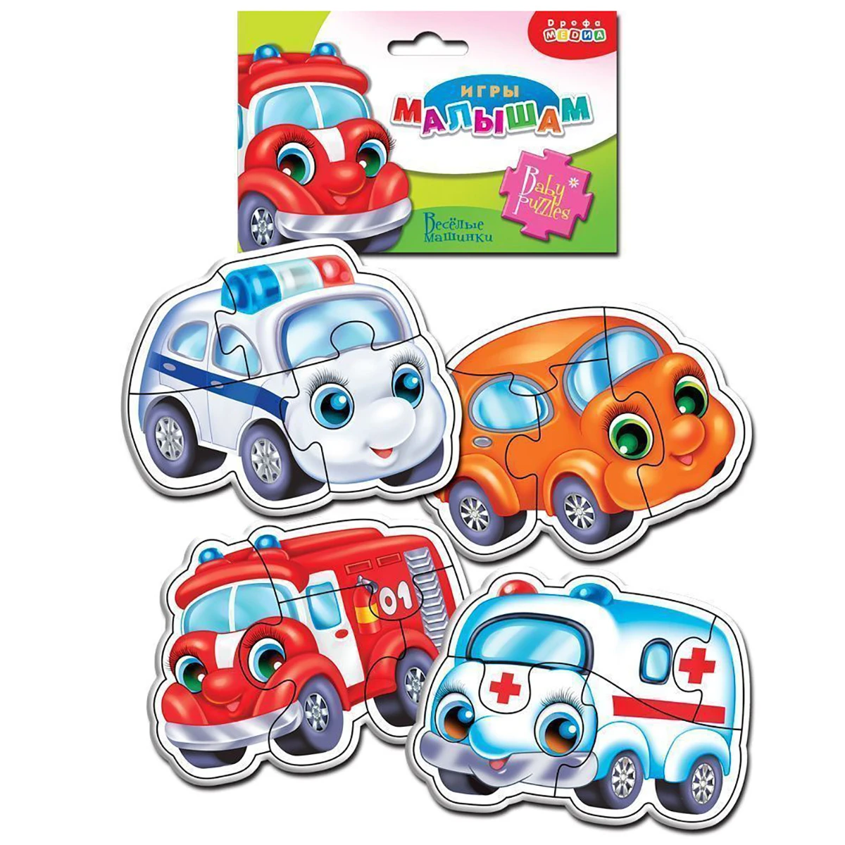 Арт.3397 Мягкие пазлы. Весёлые машинки