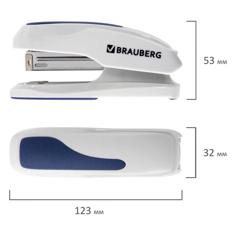 Степлер №24/6, 26/6 BRAUBERG "Extra", до 30 листов, серо-синий, 229087