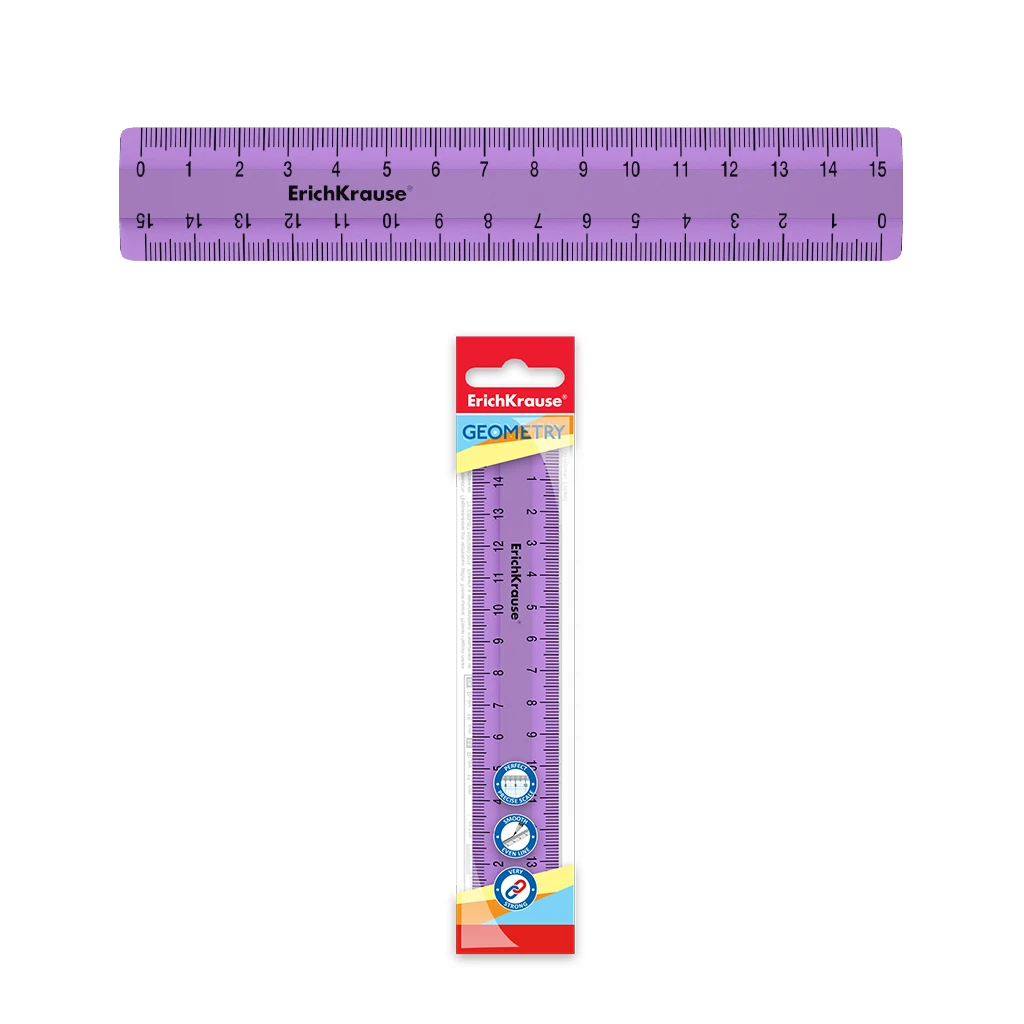 Линейка пластиковая ErichKrause® Candy, 15см, фиолетовый, во флоупаке