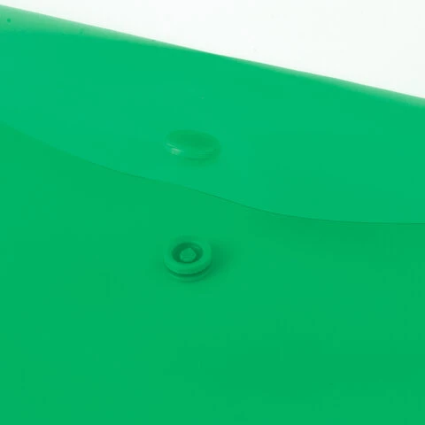Папка-конверт с кнопкой МАЛОГО ФОРМАТА (240х190 мм), А5, прозрачная, зеленая,