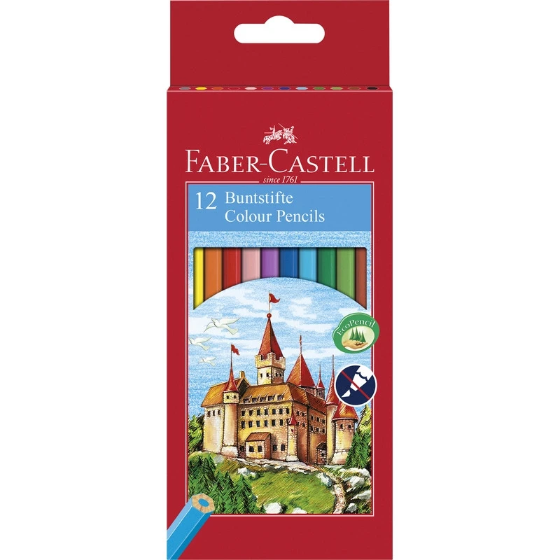 Карандаши цветные Faber-Castell ECO Замок 12цв 6-гран точилка 120112 штр. 