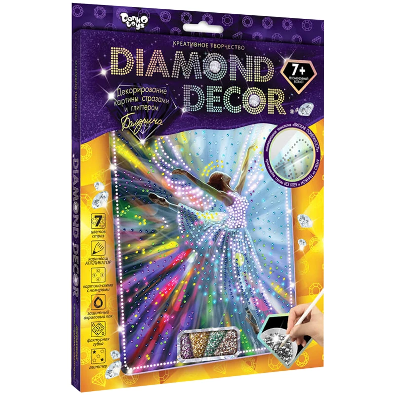 Картина из страз и глиттера Danko toys "Diamond Decor. Балерина",