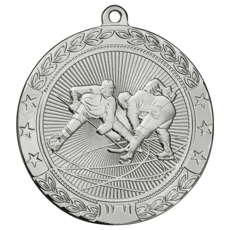 Медаль хоккей 50 мм серебро DC#MK184b
