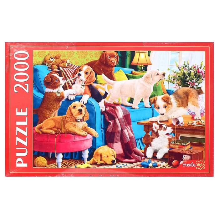 Пазлы «Игривые щенки», 2000 элементов
