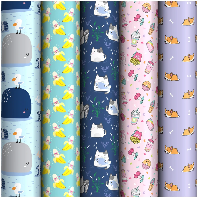 Упаковочная бумага глянц. 70*100см, MESHU "Cute", 90г/м2, ассорти 5