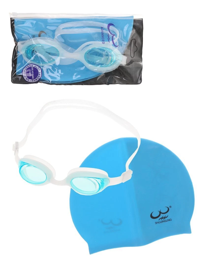 Набор для плавания: очки и шапка плавательные, чехол в ассортименте