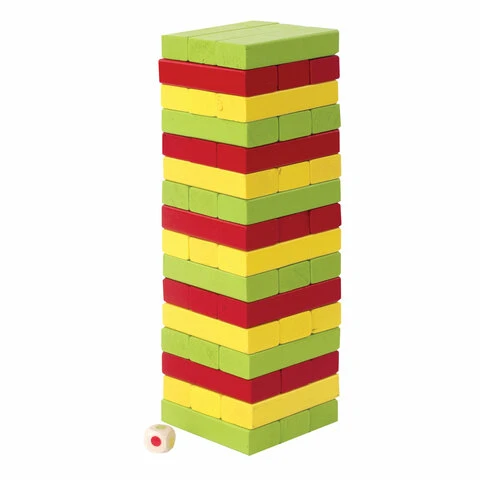 Игра настольная "ЦВЕТНАЯ БАШНЯ", 48 окрашенных деревянных блоков +