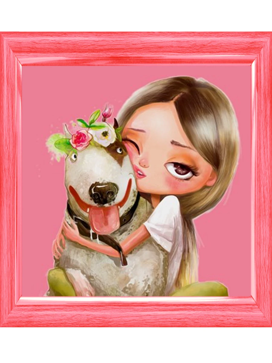 Алмазная мозаика (блест.) 20х20, (22цв.) ДЕВОЧКА И ЗАБАВНЫЙ ПЕСИК (арт.AS20052) Алмазная мозаика (блест.) 20х20, (22цв.) ДЕВОЧКА И ЗАБАВНЫЙ ПЕСИК (арт.AS20052)