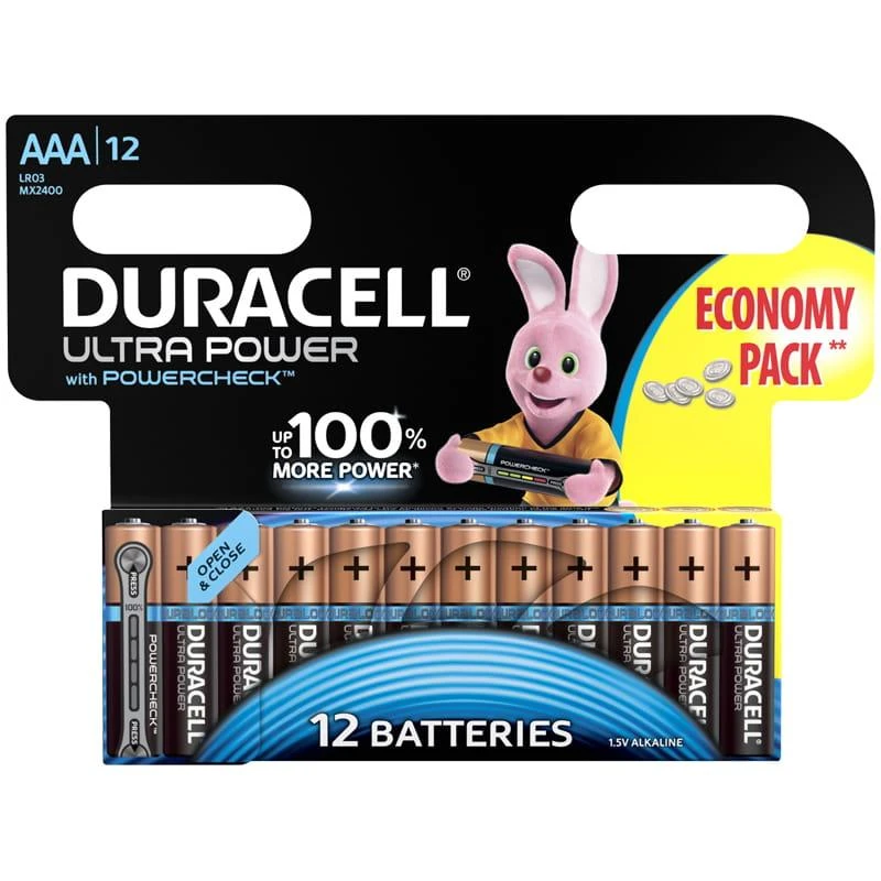 Батарейка Duracell UltraPower AAA (LR03) алкалиновая, 12BL. 5000394064218